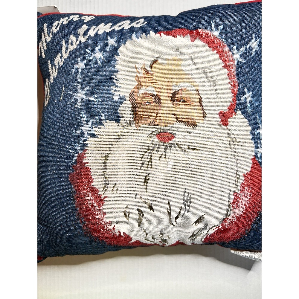 Trim a Home Santa Claus Christmas Decorative Square Cushion Pillow 16x16 Red